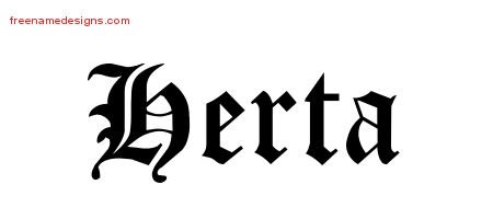 Herta Blackletter Name Tattoo Designs