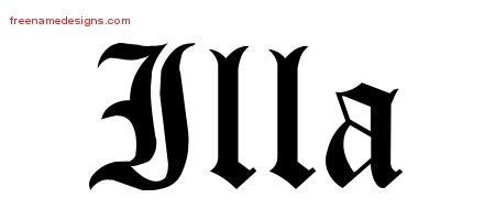 Illa Blackletter Name Tattoo Designs