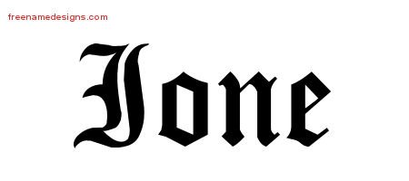 Ione Blackletter Name Tattoo Designs