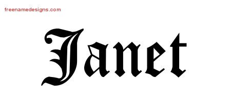 Janet Blackletter Name Tattoo Designs