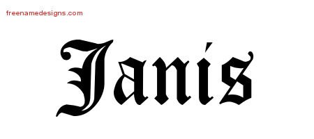 Janis Blackletter Name Tattoo Designs