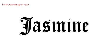 Jasmine Blackletter Name Tattoo Designs