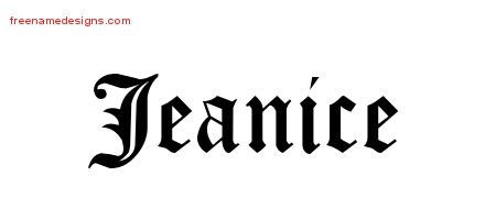 Jeanice Blackletter Name Tattoo Designs