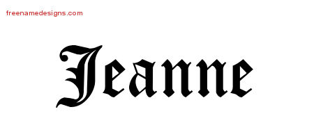 Jeanne Blackletter Name Tattoo Designs