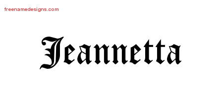 Jeannetta Blackletter Name Tattoo Designs