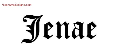 Jenae Blackletter Name Tattoo Designs