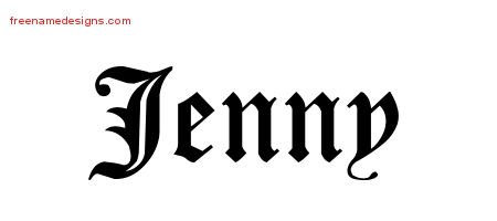 Jenny Blackletter Name Tattoo Designs