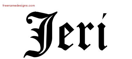 Jeri Blackletter Name Tattoo Designs