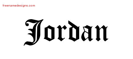 Jordan Blackletter Name Tattoo Designs