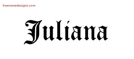 Juliana Blackletter Name Tattoo Designs