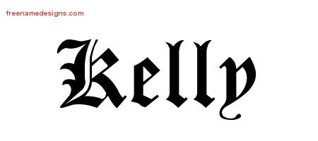 Kelly Blackletter Name Tattoo Designs