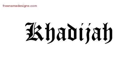 Khadijah Blackletter Name Tattoo Designs
