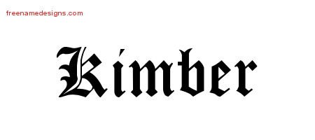 Kimber Blackletter Name Tattoo Designs