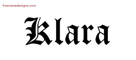 Klara Blackletter Name Tattoo Designs