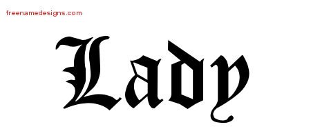 Lady Blackletter Name Tattoo Designs