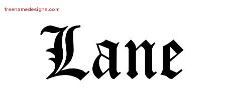Lane Blackletter Name Tattoo Designs