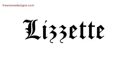 Lizzette Blackletter Name Tattoo Designs
