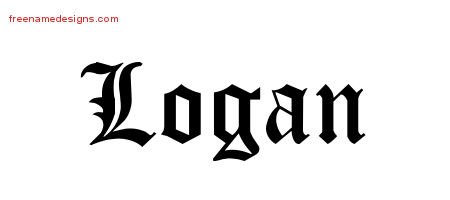 Logan Blackletter Name Tattoo Designs