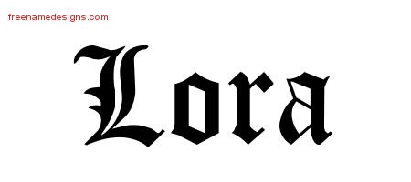 Lora Blackletter Name Tattoo Designs