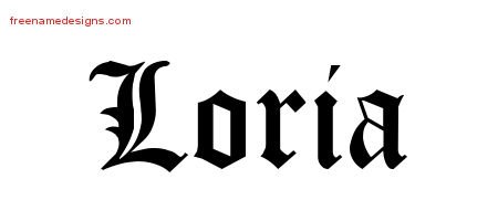 Loria Blackletter Name Tattoo Designs