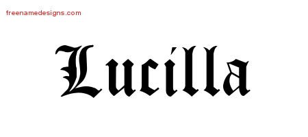 Lucilla Blackletter Name Tattoo Designs