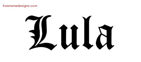 Lula Blackletter Name Tattoo Designs
