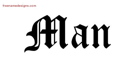 Man Blackletter Name Tattoo Designs