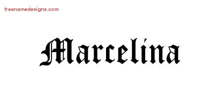 Marcelina Blackletter Name Tattoo Designs