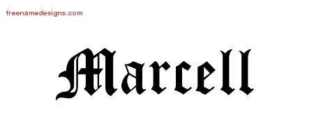 Marcell Blackletter Name Tattoo Designs
