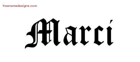 Marci Blackletter Name Tattoo Designs