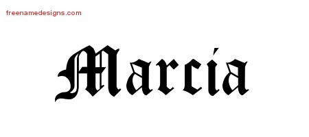 Marcia Blackletter Name Tattoo Designs