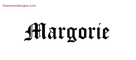 Margorie Blackletter Name Tattoo Designs