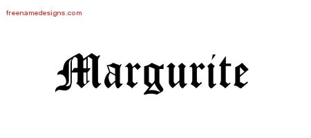 Margurite Blackletter Name Tattoo Designs