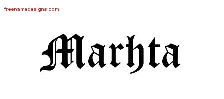 Marhta Blackletter Name Tattoo Designs