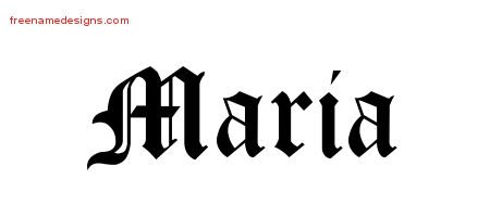 Maria Blackletter Name Tattoo Designs