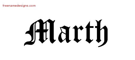 Marth Blackletter Name Tattoo Designs