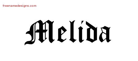 Melida Blackletter Name Tattoo Designs