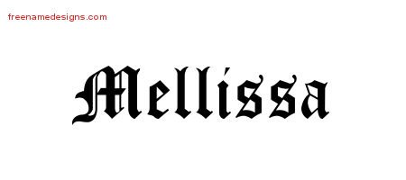 Mellissa Blackletter Name Tattoo Designs