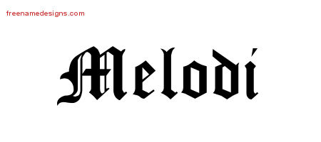 Melodi Blackletter Name Tattoo Designs
