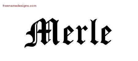 Merle Blackletter Name Tattoo Designs