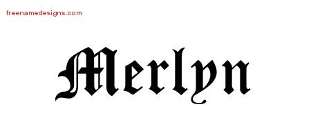 Merlyn Blackletter Name Tattoo Designs