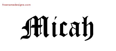 Micah Blackletter Name Tattoo Designs