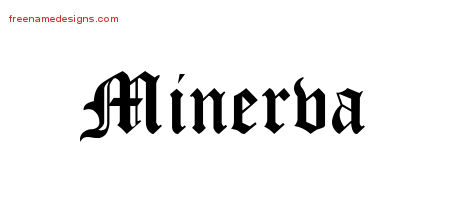 Minerva Blackletter Name Tattoo Designs