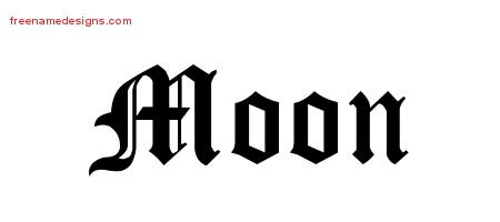Moon Blackletter Name Tattoo Designs