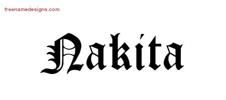 Nakita Blackletter Name Tattoo Designs