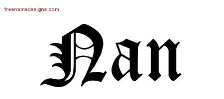 Nan Blackletter Name Tattoo Designs