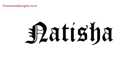 Natisha Blackletter Name Tattoo Designs