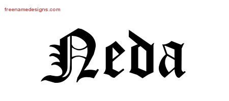 Neda Blackletter Name Tattoo Designs