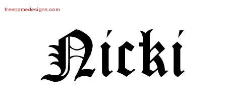 Nicki Blackletter Name Tattoo Designs