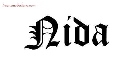 Nida Blackletter Name Tattoo Designs